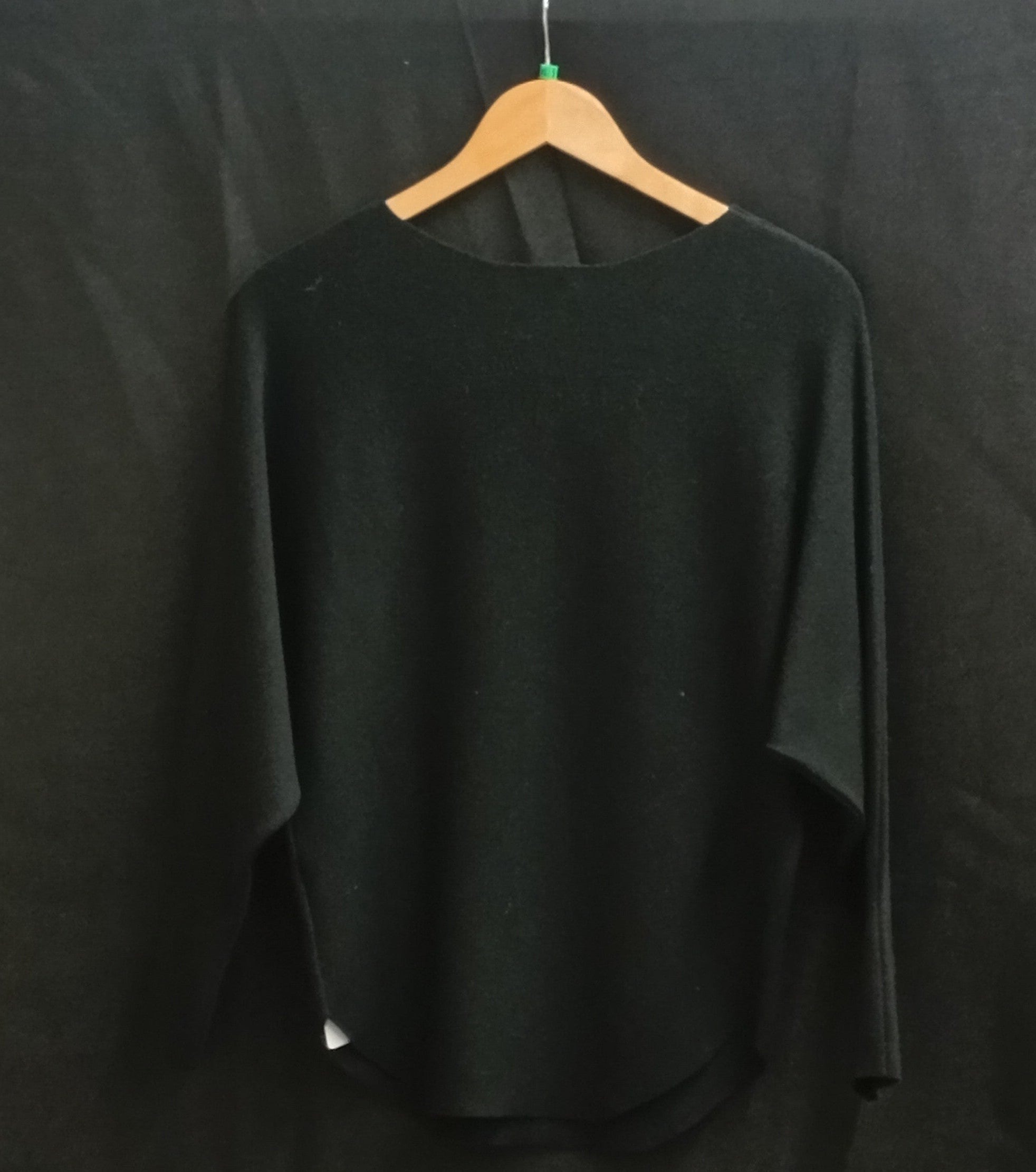 Embellished sweater for women in dark knit with plain back and relaxed dolman sleeves